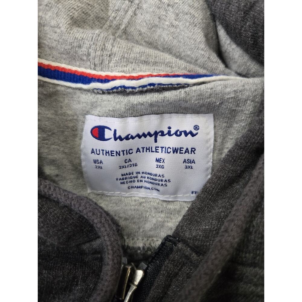 Vintage Champion Full Zip Hoodie, Fleece Lined, Grey, Size 2X - Picture 11 of 11